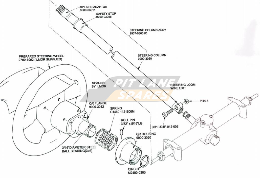 B99/07 STEERING COLUMN ASSEMBLY Diagram